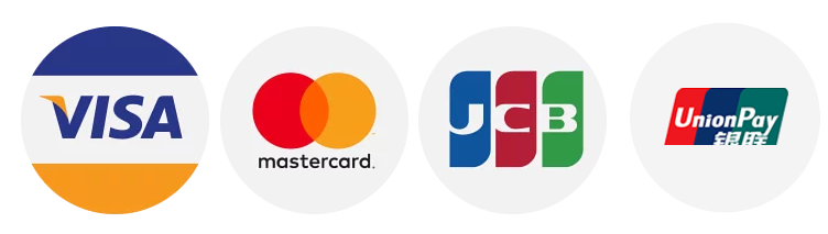 支援國內外 Visa、Mastercard、JCB 與銀聯卡（UnionPay）；不支援 American Express。